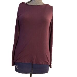 Etam stretchy plum colour long sleeve t-shirt medium